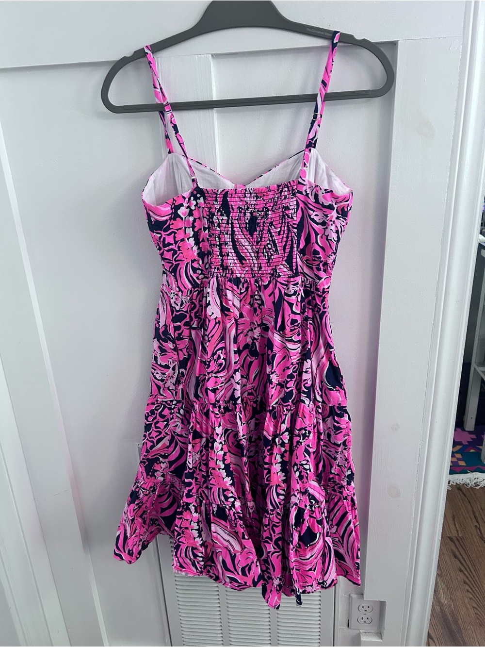 Lilly Pulitzer Adalia tiered dress Low Tide Navy Flirty Fins and Feathers - Picture 6 of 8